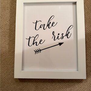 White Framed Inspirational Wall Art “Take The Risk”